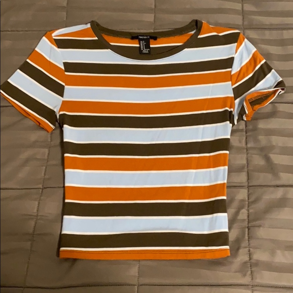 Forever 21 stripes cropped shirt